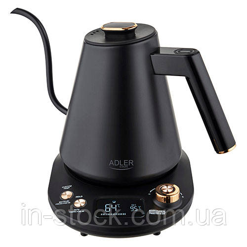 Якісний електричний чайник Adler AD 1349 LED Дисковий електрочайник побутовий 1 л Black