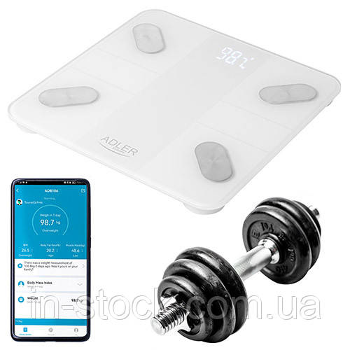 Ваги Smart Підлогові Аналітичні Tuya Adler AD 8186 White 180kg