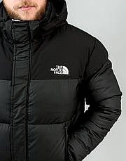 Чоловічий чорний пуховик The North Face чорний, куртка Зе Норт Фейс зимова з капюшоном, фото 4
