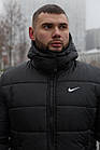 Чоловіча зимова куртка Nike чорна до -25*С тепла Пуховик з капюшоном Найк, фото 5
