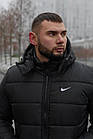 Чоловіча зимова куртка Nike чорна до -25*С тепла Пуховик з капюшоном Найк, фото 8