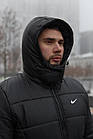 Чоловіча зимова куртка Nike чорна до -25*С тепла Пуховик з капюшоном Найк, фото 9
