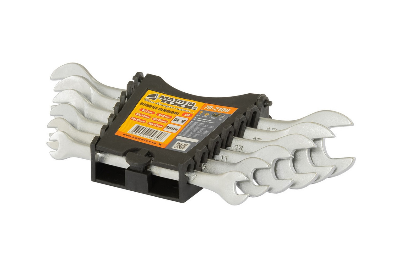 Ключі ріжкові MASTERTOOL SATIN FINISH набір 6 шт (6х7 - 16х17 мм) 31CRV3 DIN3110 70-2106 (мт70-2106)