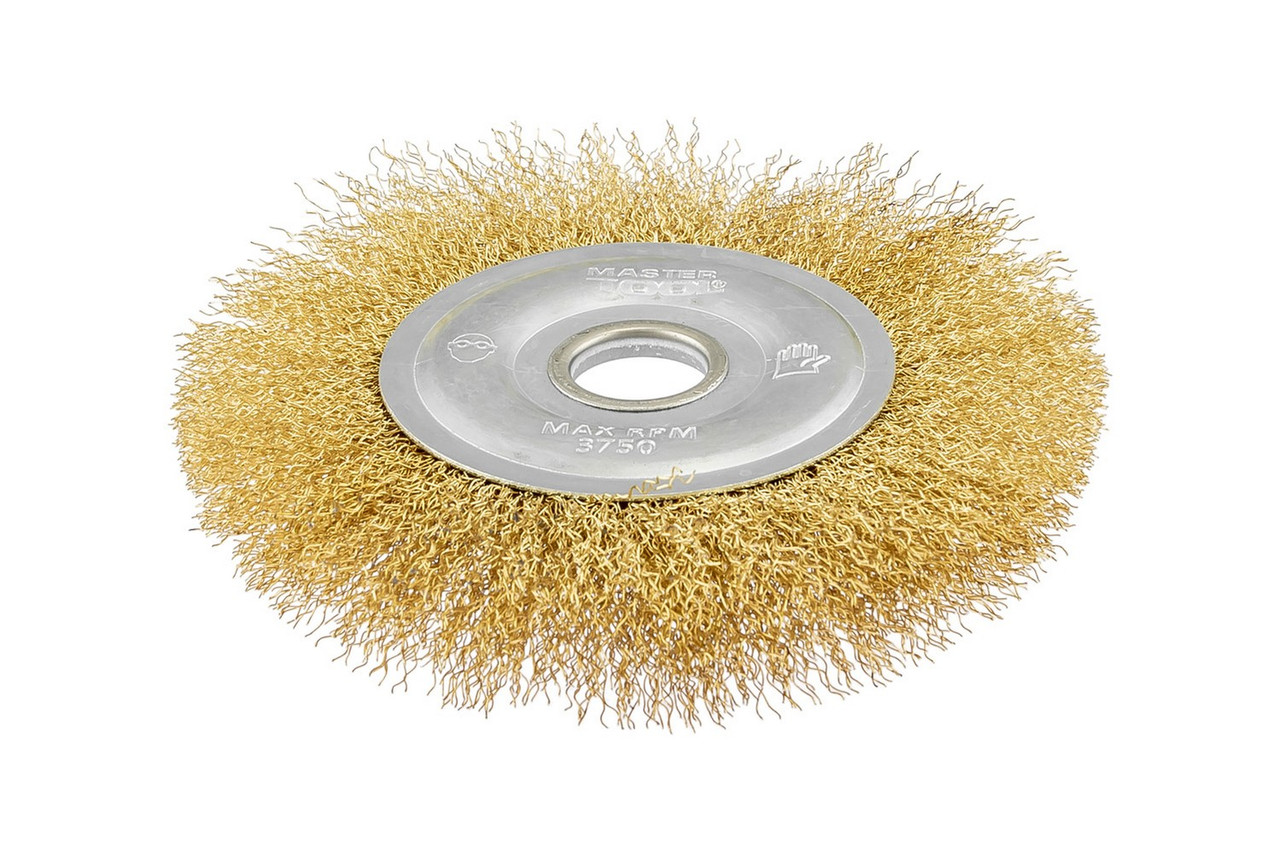 Щітка дискова MASTERTOOL з латунованого рифленого дроту 150х22.2 мм 19-9115 (мт19-9115)