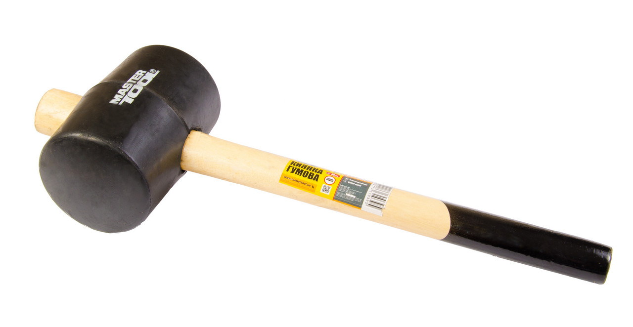 Киянка гумова MASTERTOOL 80 мм 900 г ручка з дерева чорна 02-0304 (мт02-0304)