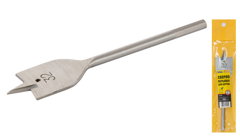 Свердло для дерева MASTERTOOL пір'яне 32х152 мм 6-гранний хвостовик 12-0320 (мт12-0320)
