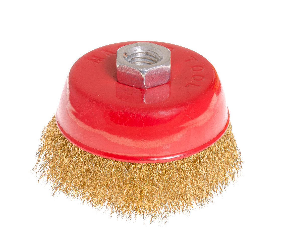 Щітка торцева MASTERTOOL з латуньованого рифленого дроту 85 мм М14 19-7108 (мт19-7108)