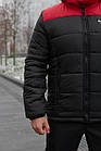 Чоловіча зимова куртка Nike чорна з червоним до -25*С тепла Пуховик з капюшоном Найк, фото 9