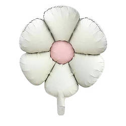 Фольгована кулька квітка ромашка 50х40 см молочна