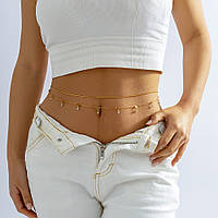 Стильна прикраса на тіло, ланцюжок на талію, тонкий пояс-ланцюжок "Tenderness" (золотистий)