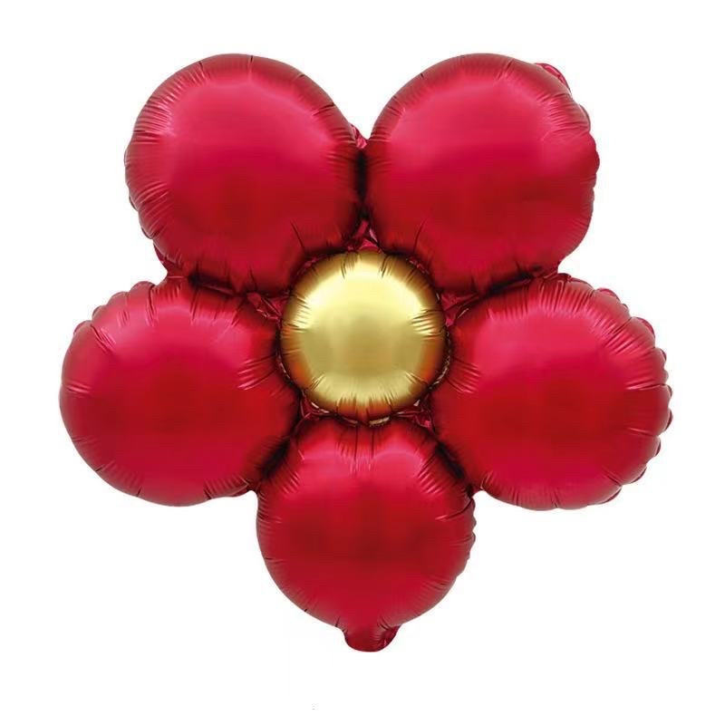 Фольгована кулька квітка ромашка 43х40 см червона, фото 1