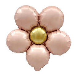 Фольгована кулька квітка ромашка 43х40 см пудра перламутр