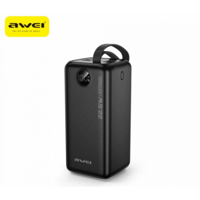 Зовнішній акумулятор Power bank AWEI P114K 50000 mAh PD22,5W + швидке заряджання батарея заряджання Чорний