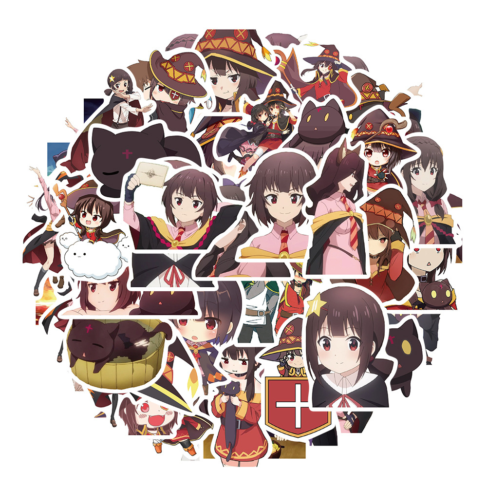 Стікерпак Цей чудовий світ Мегумін Набір наклейок GeekLand KonoSuba Megumin 50 штук