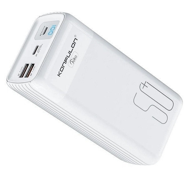 Універсальна мобільна батарея Konfulon A24Q, PD+QC 3.0, 22.5W, 50000 mAh White, фото 1