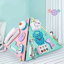 Дитячий маніпулятивний розвиваючий бізіборд Піраміда - ігрові елементи, підсвітка, звук | Іграшка Монтессорі