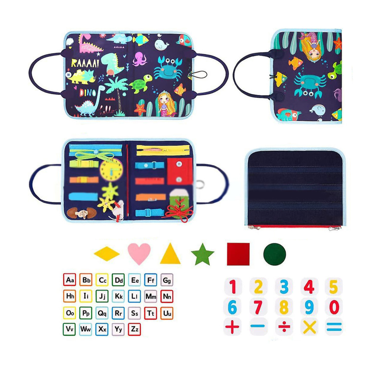 Ігровий бізіборд-сортер У світі тварин для дітей у вигляді сумочки Темно Синя | методика Монтессорі для навчання та розвитку