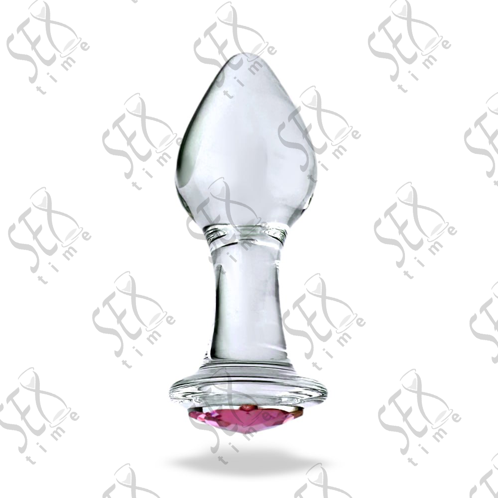 Скляна анальна пробочка з кристалом розмір M