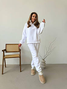 Жіночий білий спортивний костюм теплий на флісі