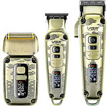 Набір для стрижки з машинкою, тримером та електробритвою-шейвером VGR V-642, 3 в 1