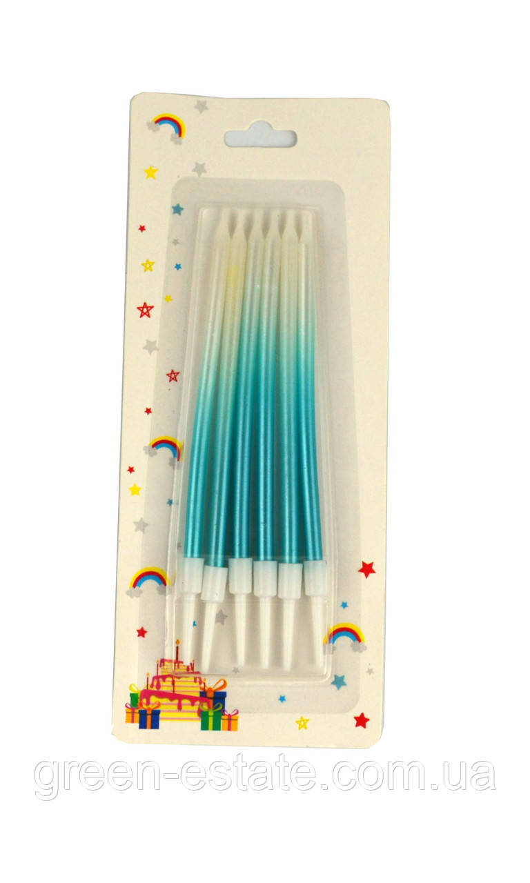 Свічки для торта омбре 6 шт. бірюза