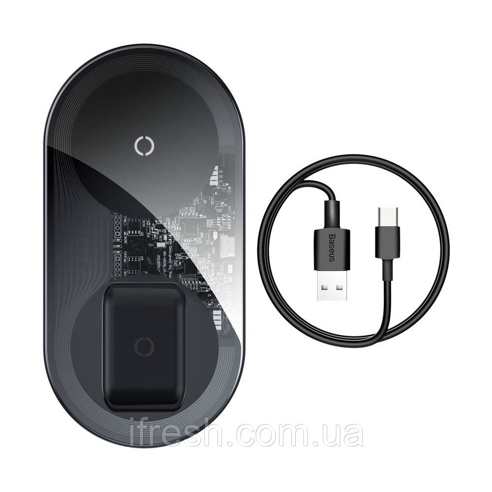 Бездротовий зарядний пристрій Baseus Simple 2in1 Pro Edition, Transparent (WXJK-CA02)