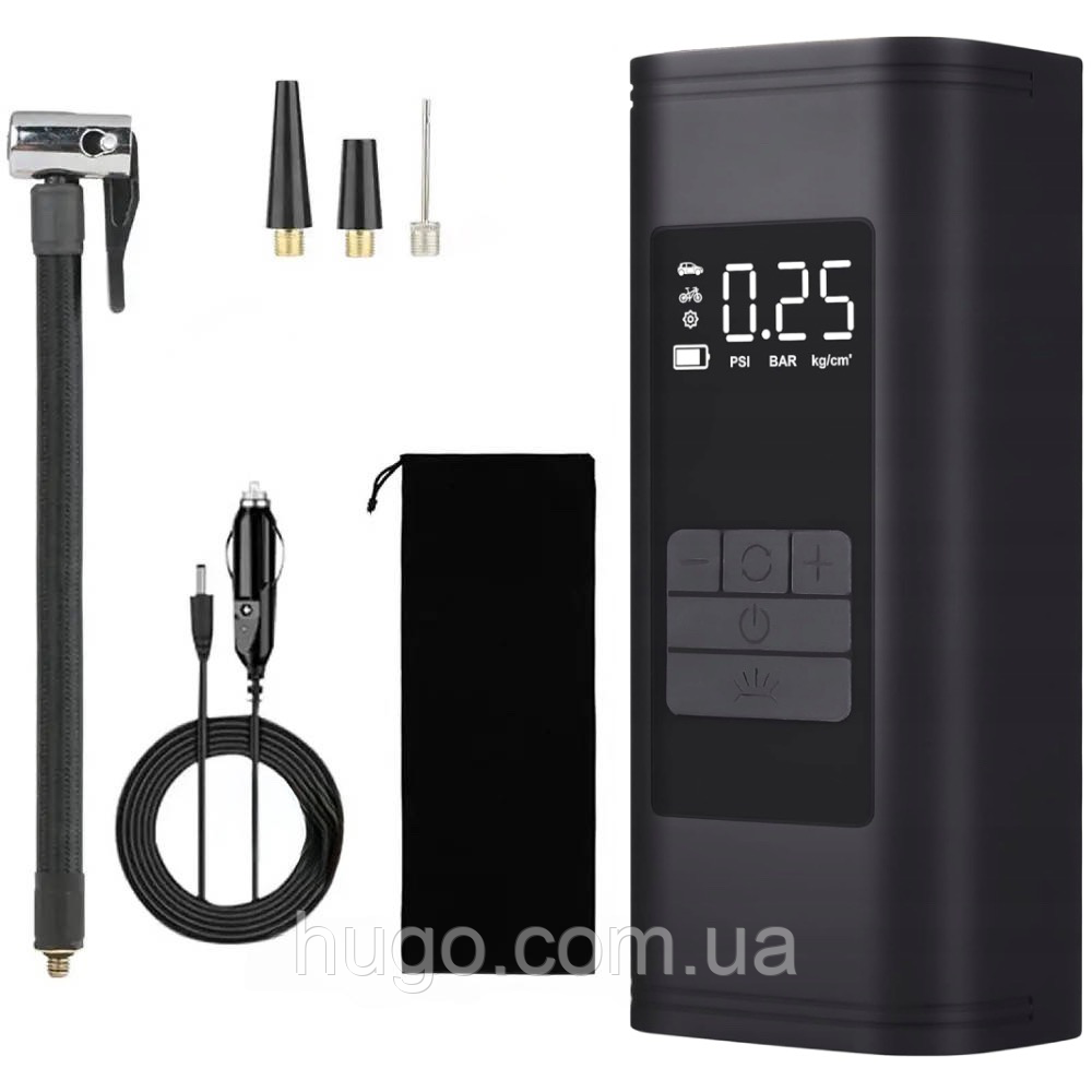 Автомобільний компресор від прикурювача, 12В / Автокомпресор з РК монітором / Портативний насос, фото 1