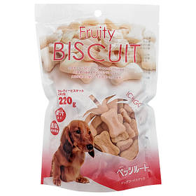 Фруктове печиво, ласощі для собак DoggyMan Biscuit Strawberry, полуниця, 220 г