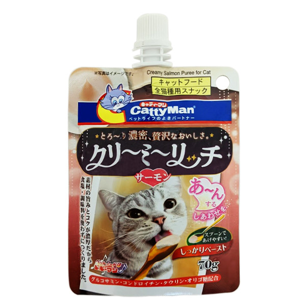 Рідкі ласощі для котів CattyMan Creamy Salmon вершкове пюре з лососем, 70 г