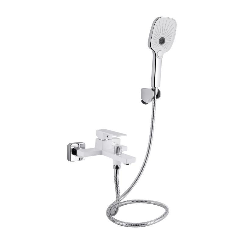 Змішувач для ванни Qtap Gemini (з душовим гарнітуром) QTGEM259CRW45683 Chrome/White, фото 1