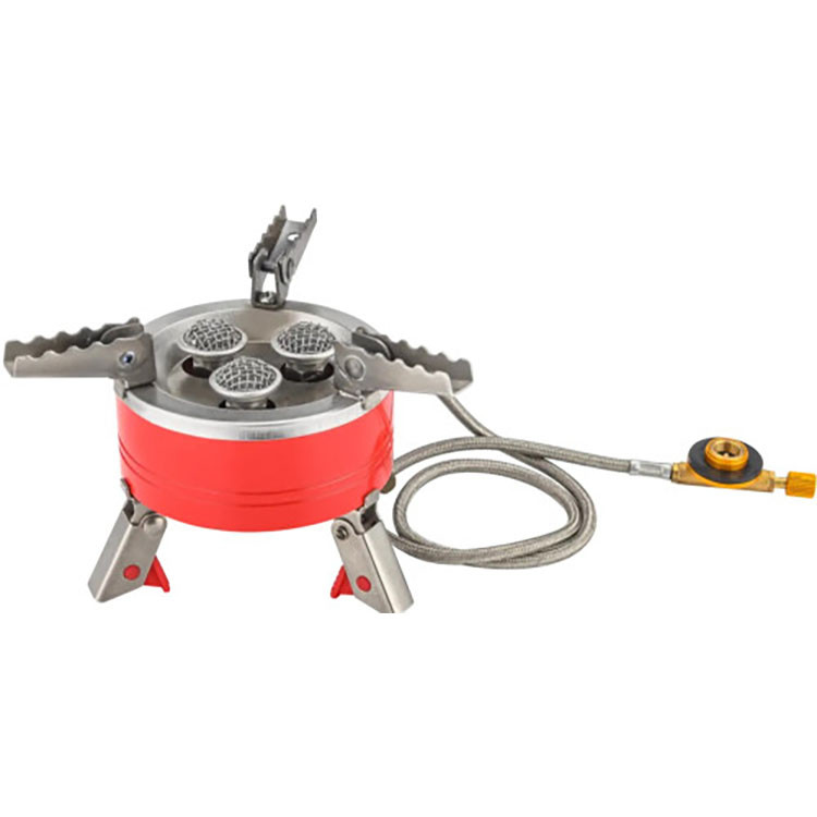 Плита газова туристична 3 конфорки+шланг із різьбовим (7/16) з'єднанням Virok 44V200, фото 1