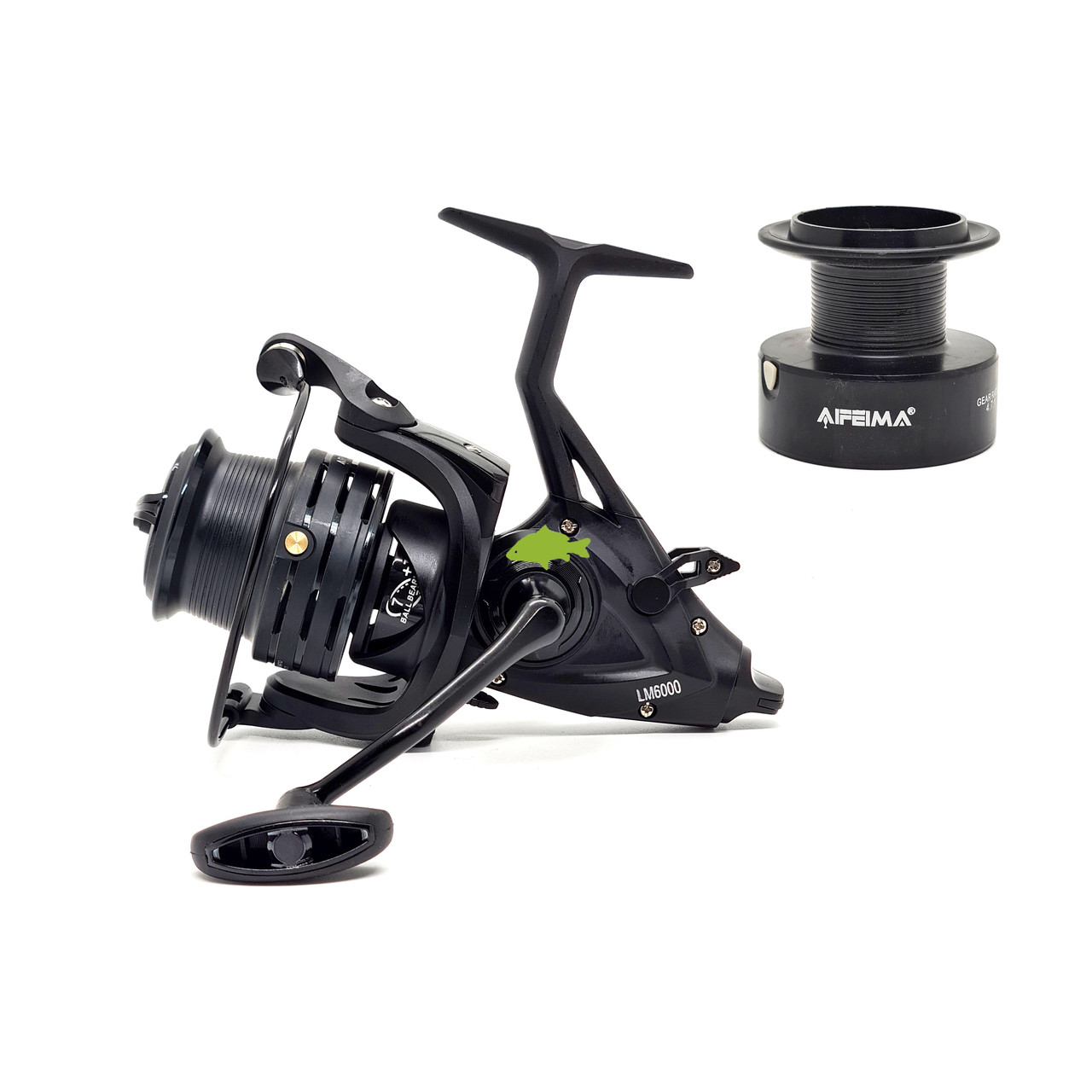 Котушка Feima LM 6000 (7+1bb;4.7:1) для коропового лову з бейтранером (конусна шпуля)