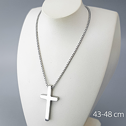 Підвіска "Глянцевий Хрест" р.43-48, медичне золото Xuping, stainless steel, родій