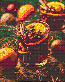 Алмазна мозаїка/вишивка Натюрморт. Новорічний напій глінтвейн 40*50 см Орігамі OD 3415