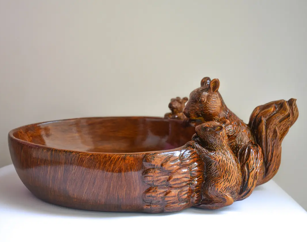 Керамічна ключниця Білочки миска для дрібниць та цукерок (Коричнева)