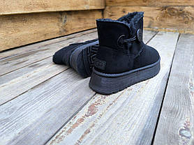 Угги UGG ботиночки ЧЕРНЫЕ BLACK короткие на высокой подошве с ПУГОВИЦЕЙ утепленые женские зимние, фото 4