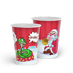 Стакан паперовий «Новорічний Змія» 110 мл (50 шт/уп.)
