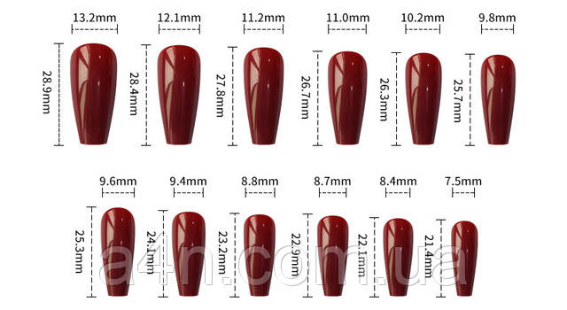 Накладные ногти - Интернет-магазин A4N Размеры накладных ногтей