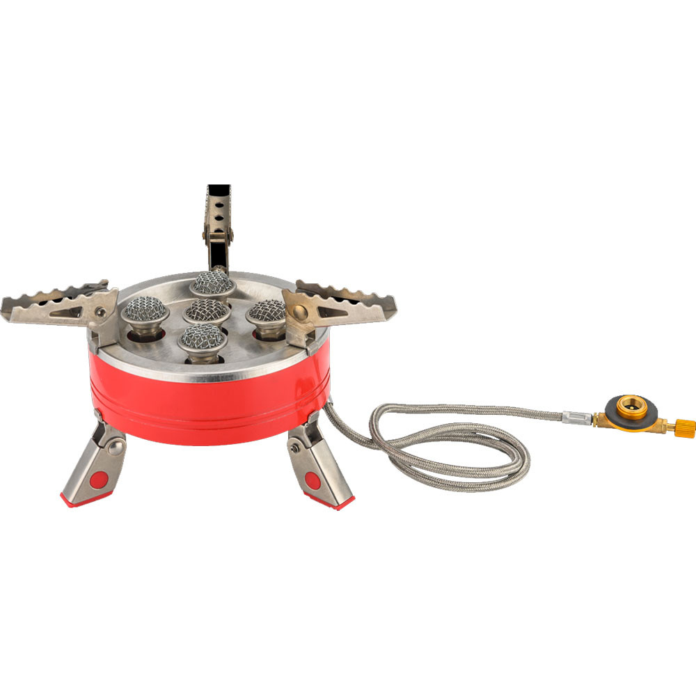 Плита газова туристична 7кВт 5 конфорок+шланг із різьбовим (7/16) з'єднанням Virok 44V201, фото 1