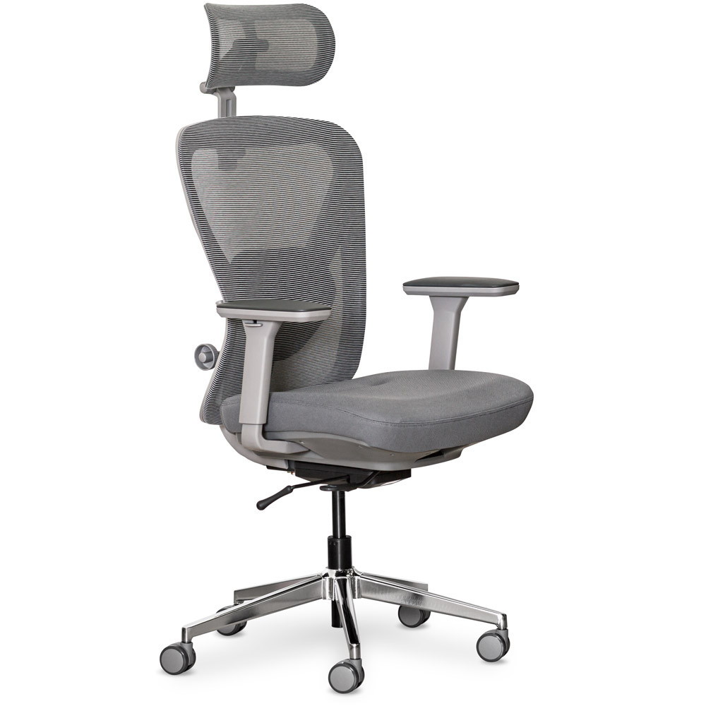 Ортопедичне комп'ютерне крісло для роботи Mealux Q1 Air Fabric Grey спинка сітка / сидіння тканина