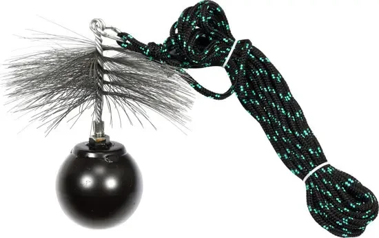 Набір для очищення димарів VOREL : шнур Ø= 6 мм, l= 10 м; йорж Ø= 200 мм; гиря- 1.8 кг, фото 1