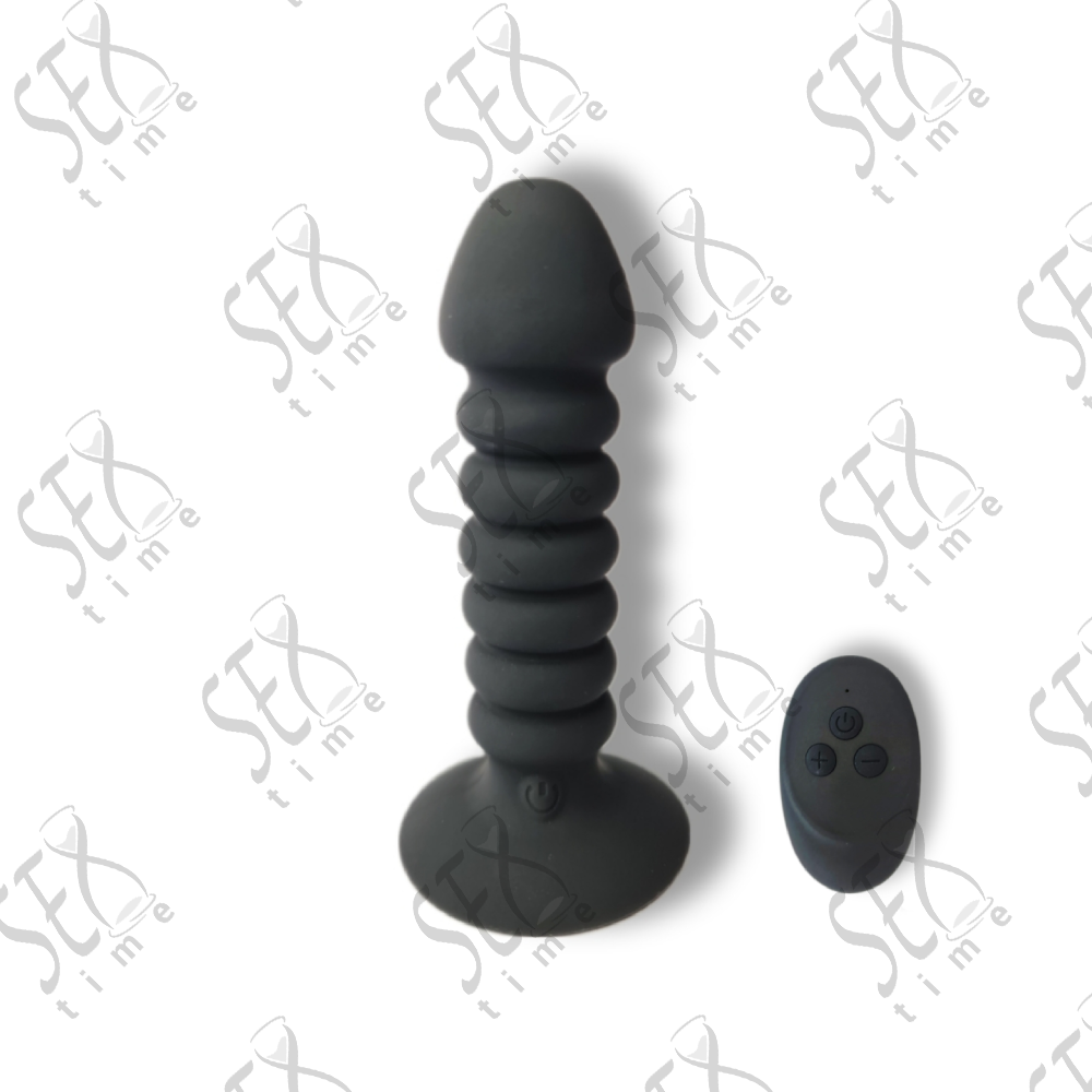 Анальна пробка на присосці, з різними режимами вібрації та дистанційним пультом керування арт01