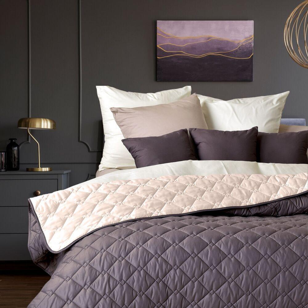 Покривало 140х210 см IDEIA стьобане двостороннє якісна стібка мікрофібра шоколад беж на ліжко диван, фото 1