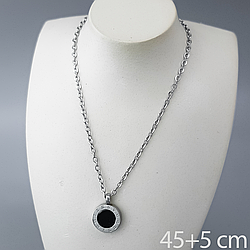 Підвіска "Класика" з чорною вставкою, р.45+5, медичне золото Xuping, stainless steel, родій
