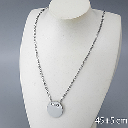 Підвіска "Дзеркальна Монетка" р.45+5, медичне золото Xuping, stainless steel, родій
