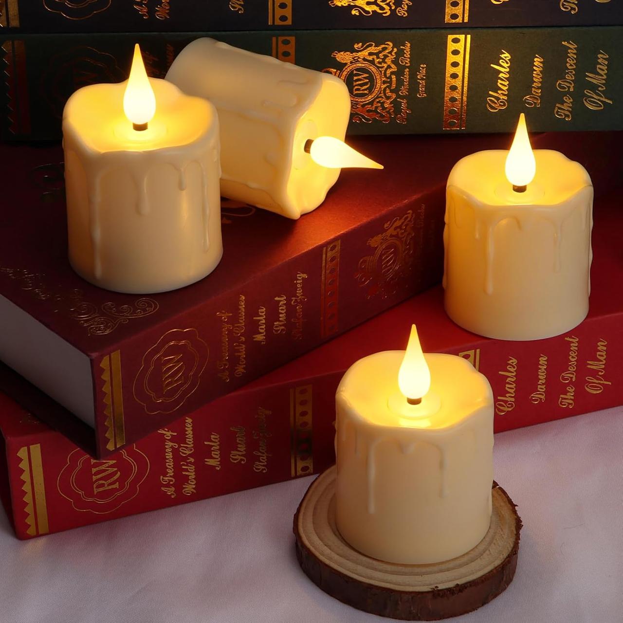 FREEPOWER 12шт Водонепроникні світлодіодні чайні свічки з перезаряджуваним пультом дистанційного керування таймером Мерехтливі, фото 1