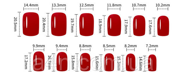 Накладные ногти - Интернет-магазин A4N Размеры накладных ногтей