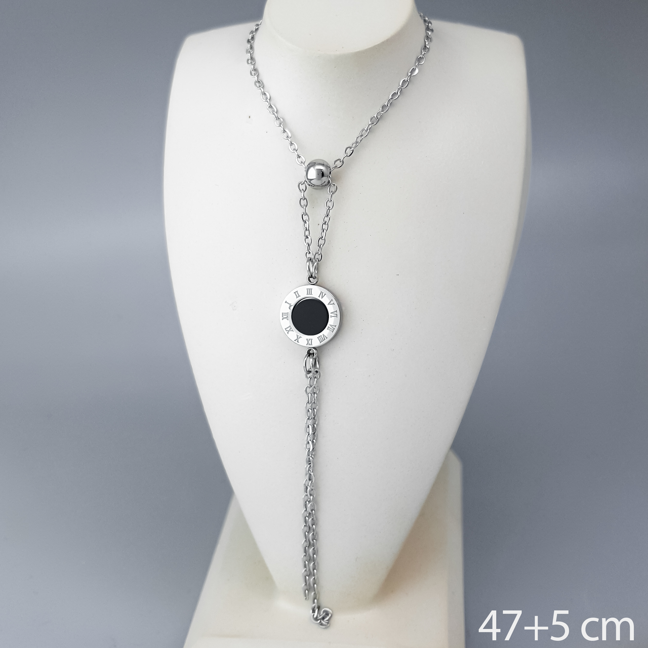 Підвіска "Краватка" з чорною вставкою, р.47+5, медичне золото Xuping, stainless steel, родій