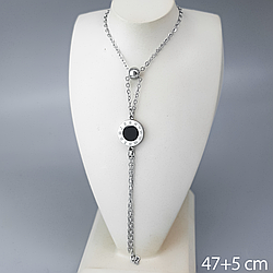 Підвіска "Краватка" з чорною вставкою, р.47+5, медичне золото Xuping, stainless steel, родій