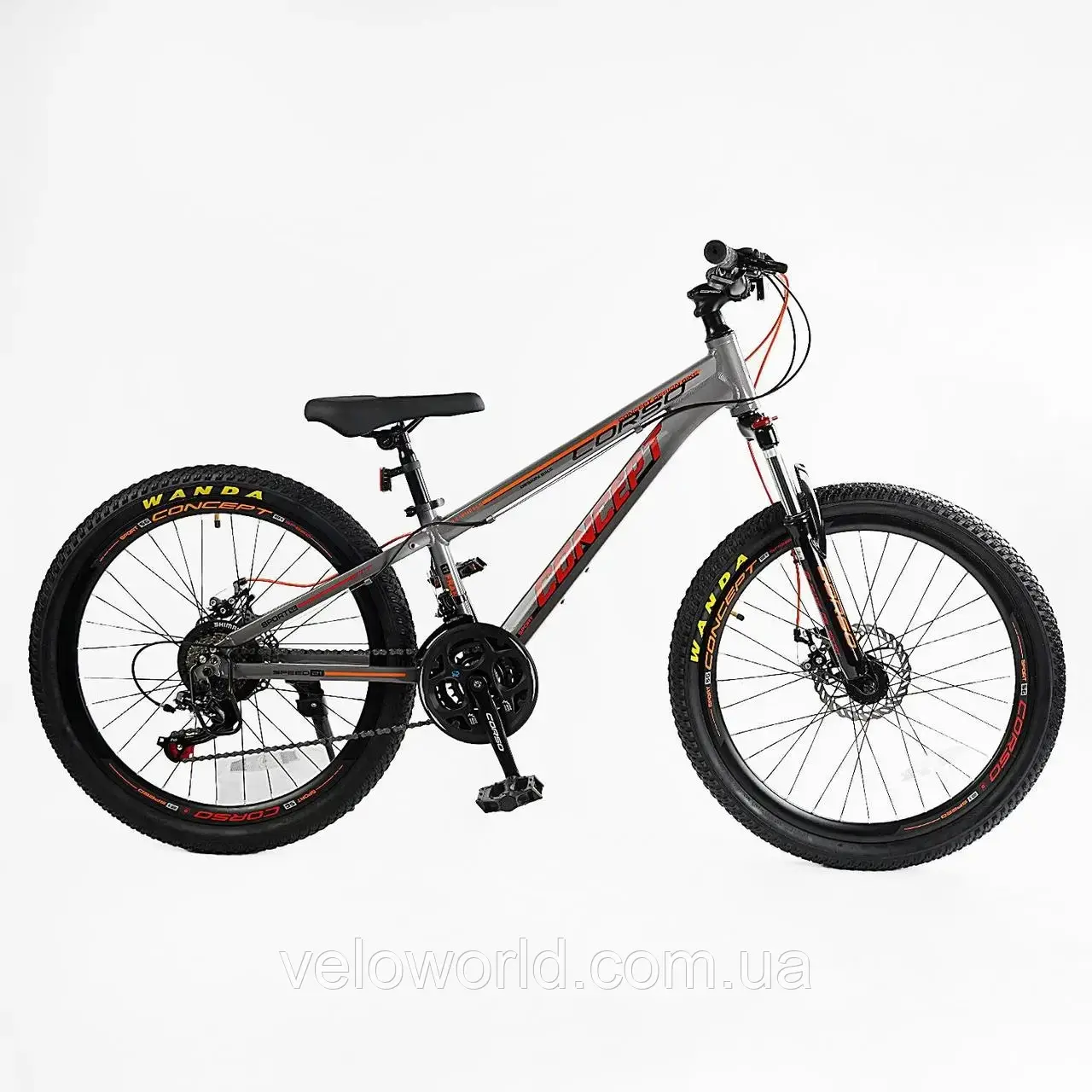 Велосипед підлітковий Corso Concept 24" CP-24931 рама 11" алюмінієвий, shimano 21 швидкість, зібраний на 75%